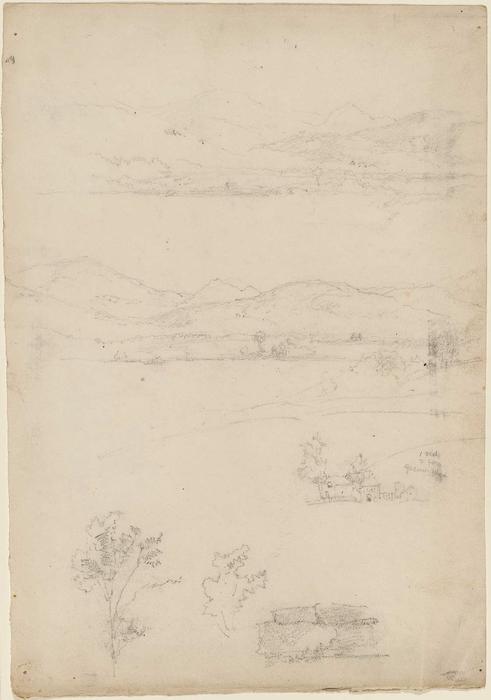 Various Sketches Of Mountains, House, Trees — Jasper Francis Cropsey