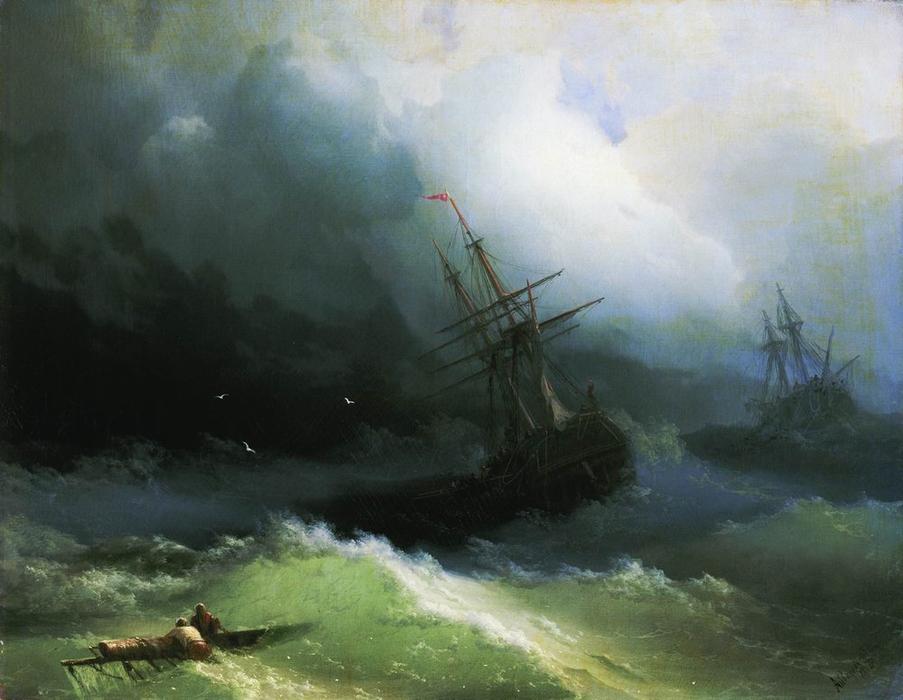 Ships In The Stormy Sea — Iván Aivazovski