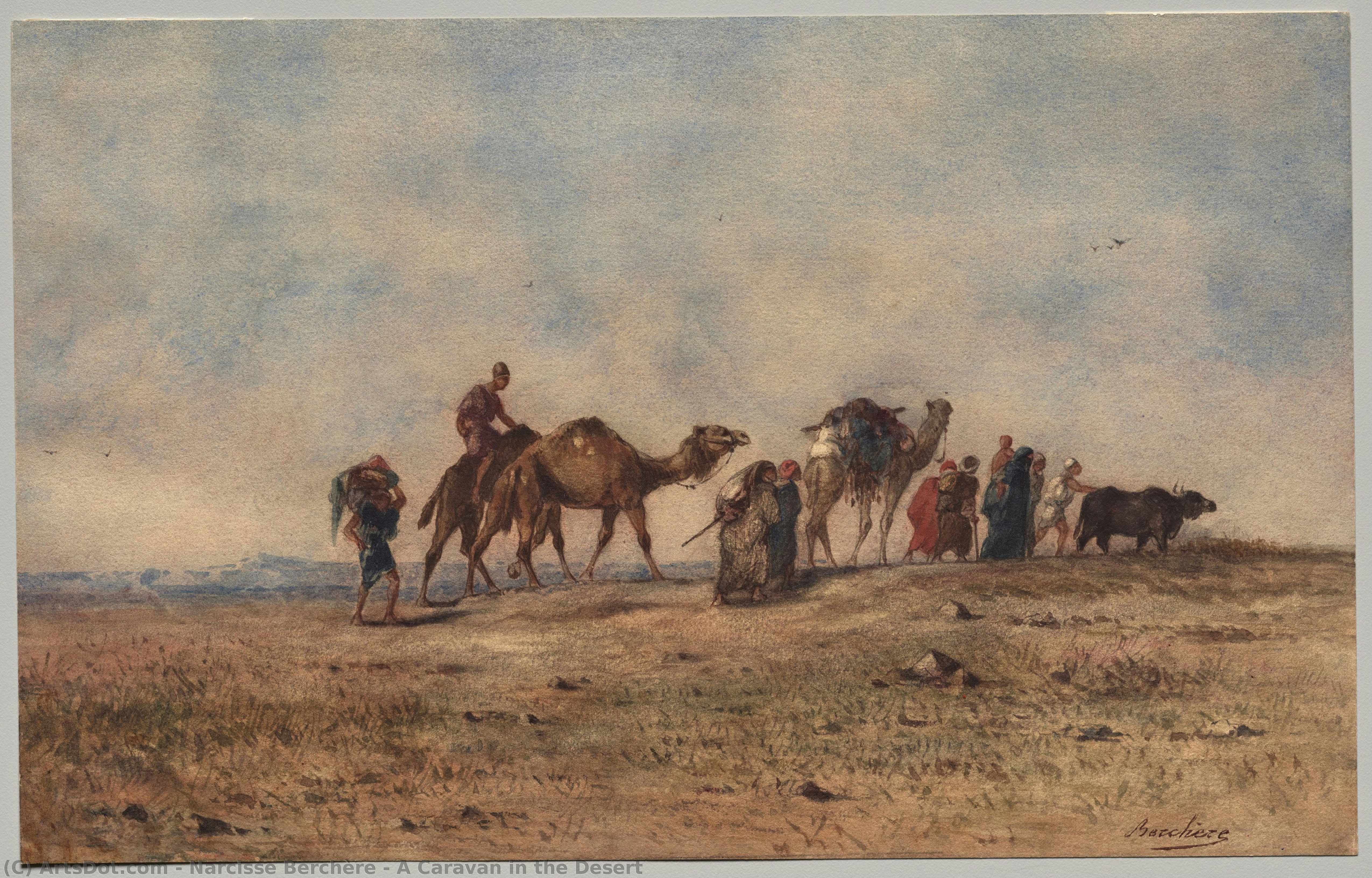 A Caravan In The Desert — Narcisse Berchère