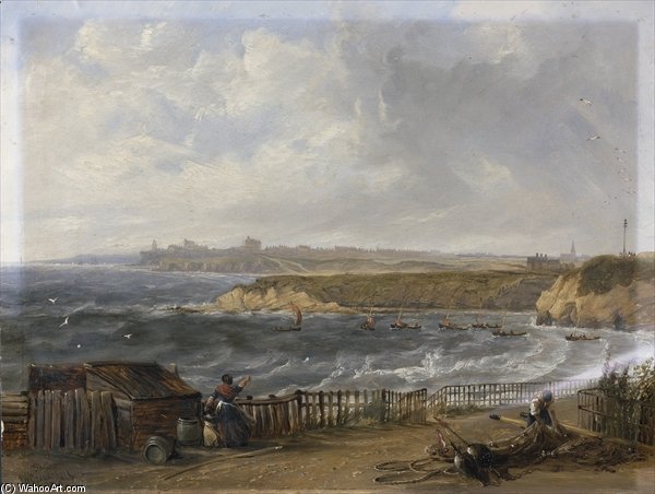 Cullercoats Looking Towards Tynemouth - Flood Tide — John Wilson Carmichael