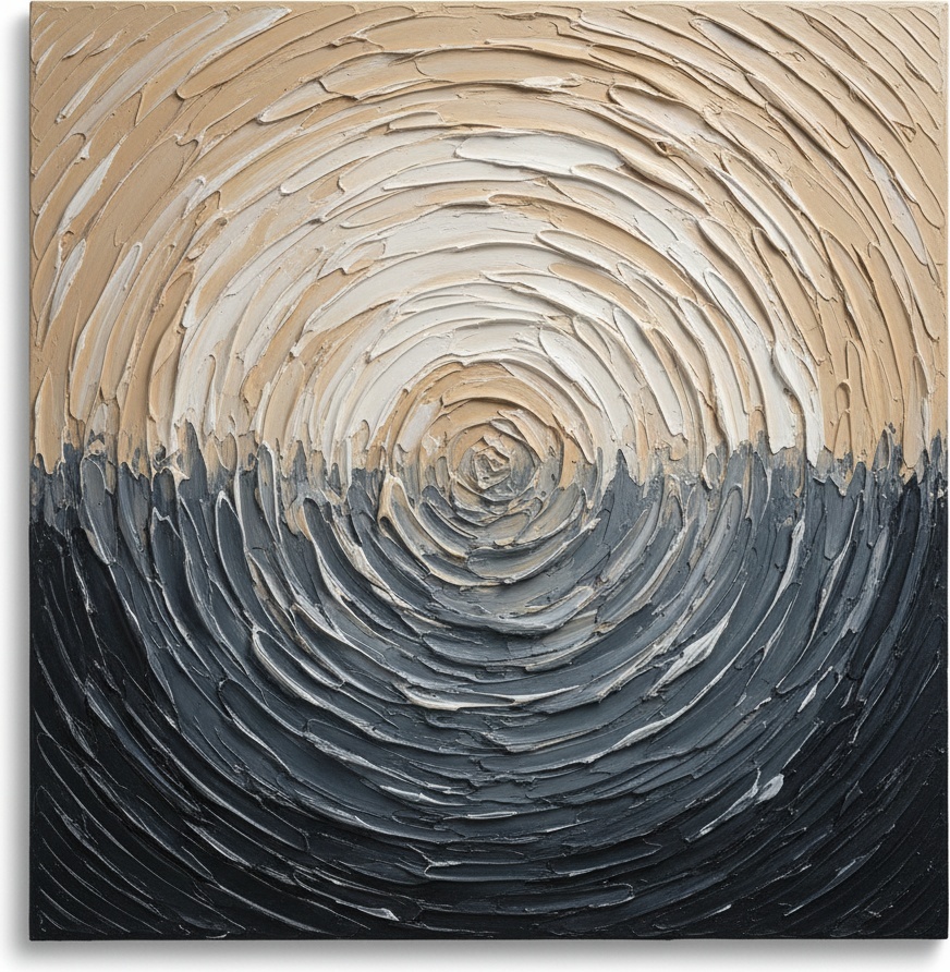 Monolithic Vortex In Charcoal And Cream: A Singular Study Of Radial Motion — David Moreau