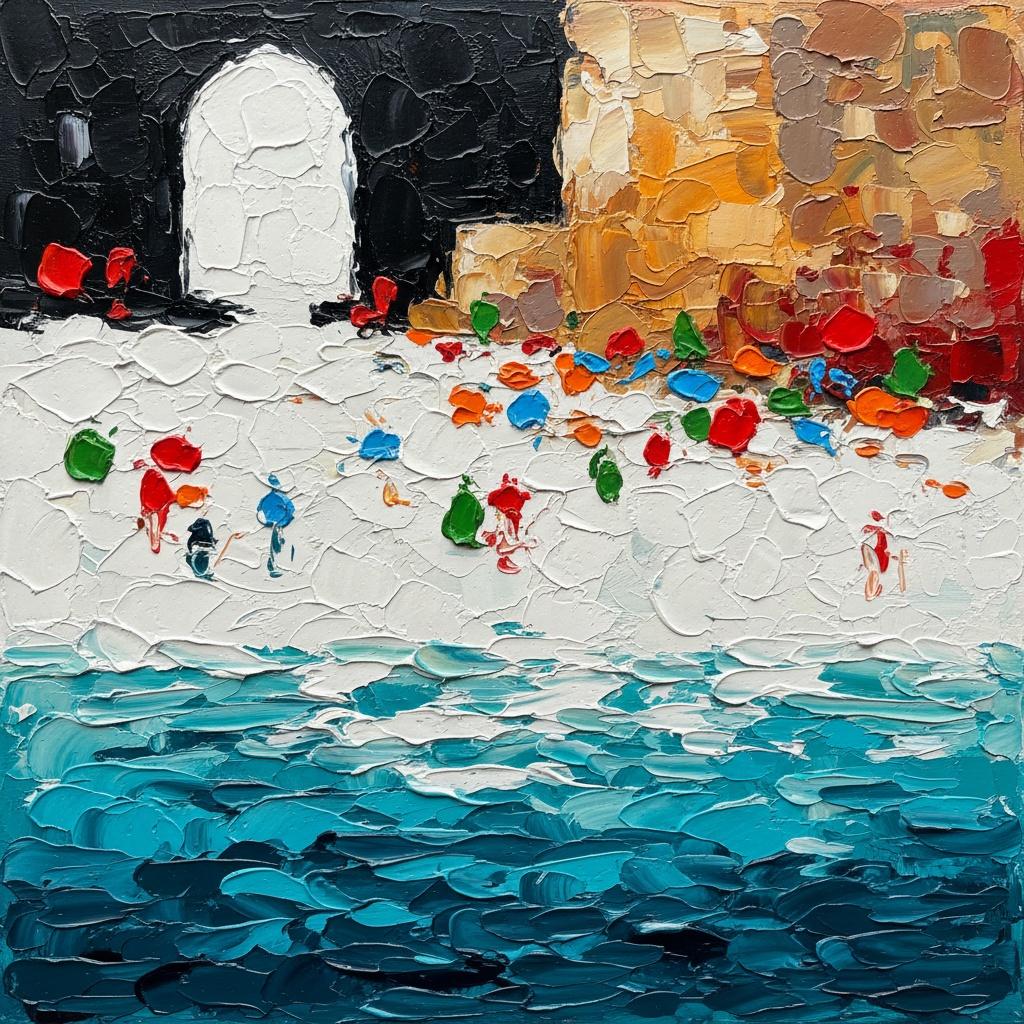 Luminous Archway Over Turbulent Tides In A Monumental Impasto Abstract Study — Christian Noiret