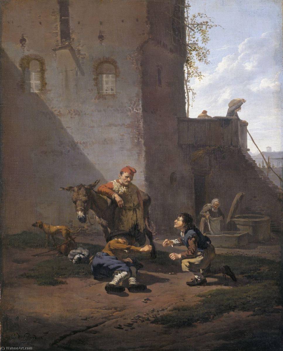 A Muleteer And Two Men Playing The Game Of Morra — Karel Dujardin
