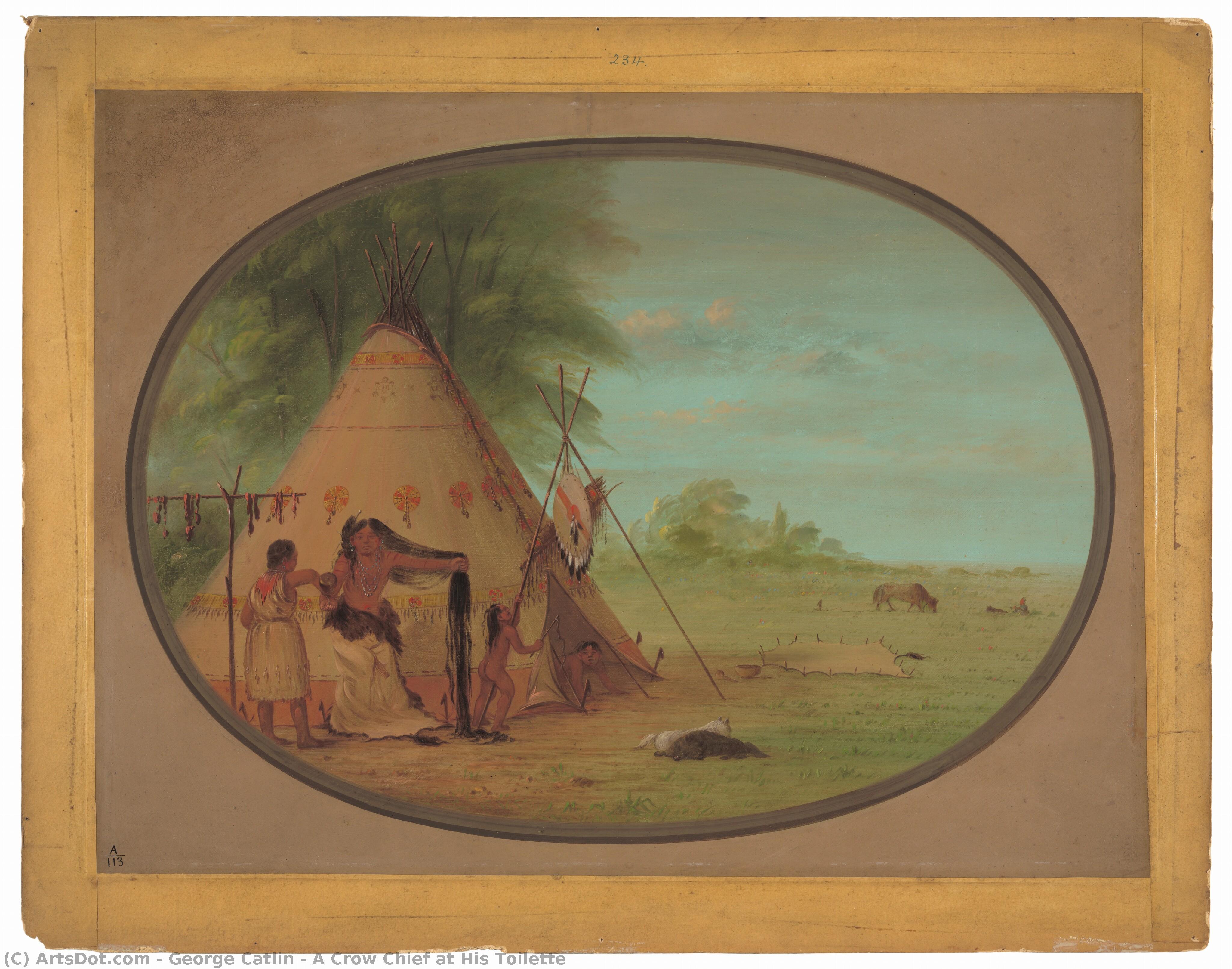 A Crow Chief At His Toilette — George Catlin