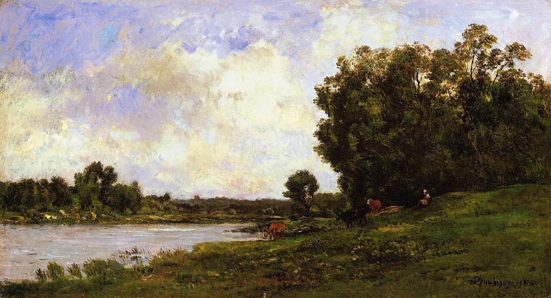 Cattle On The Bank Of The River — Charles-françois Daubigny