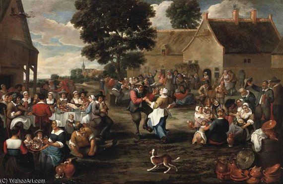 A Peasant's Feast In The Village Square — Matheus Van Helmont