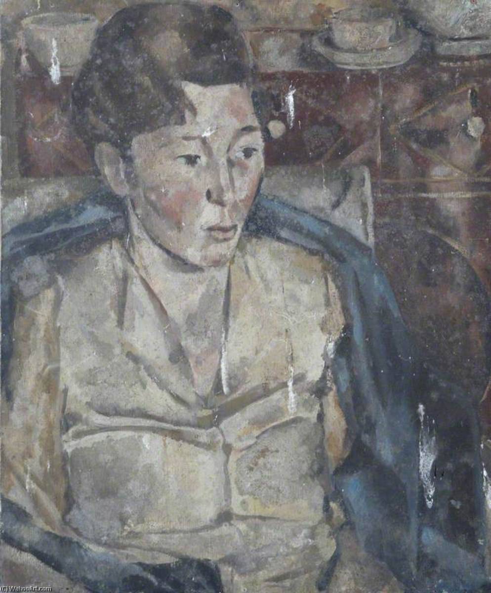 Study Of A Woman Seated, In A Blue Shawl — Alan Francis Clutton Brock