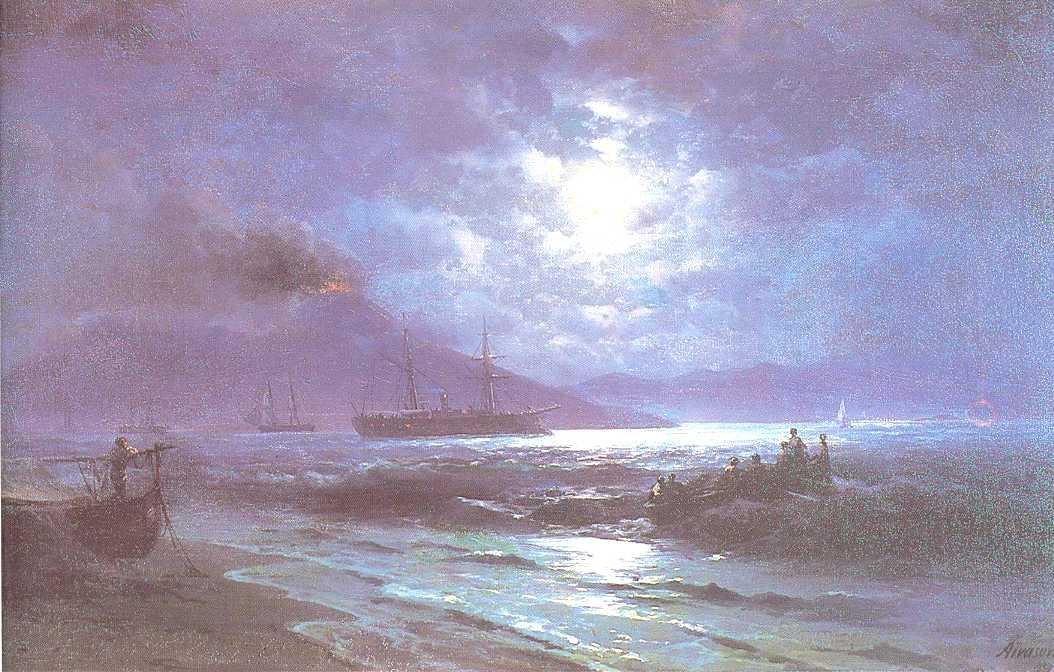 The Bay Of Naples By Moonlight — Ivan Konstantinovich Aivazovsky