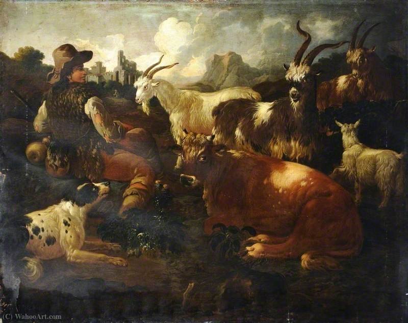 Landscape With Goats And Cattle — Philipp Peter Roos