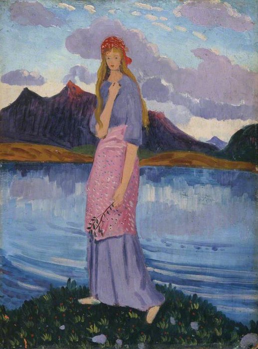 Girl Standing By A Lake — James Dickson Innes