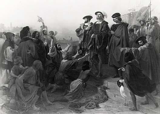 Return Of Columbus In Chains To Cadiz, (painting) — Emanuel Gottlieb Leutze