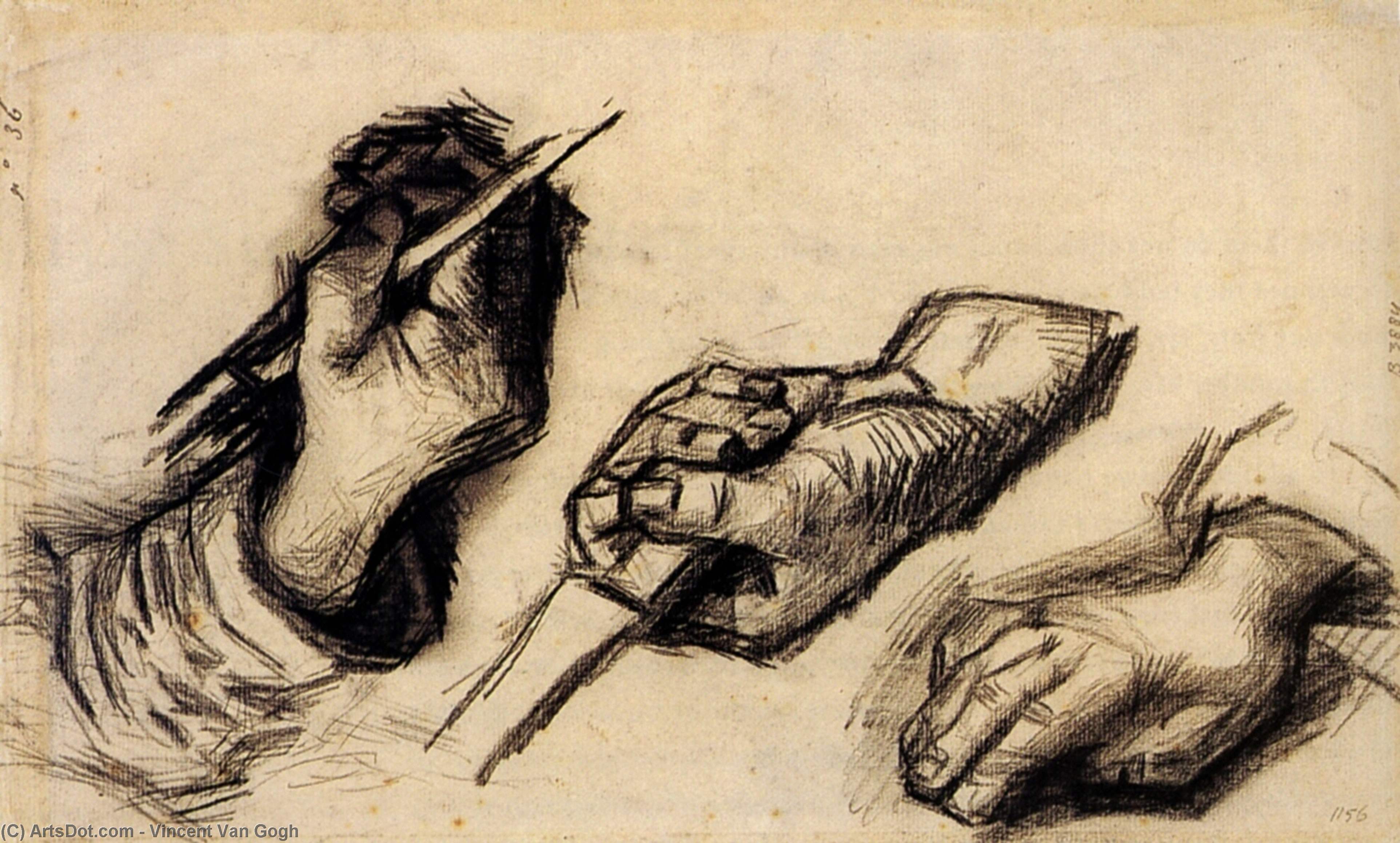 Three Hands, Two With Knives — Vincent Willem Van Gogh
