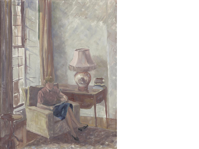 Interior With Lady Reading In An Armchair — Glyn Warren Philpot