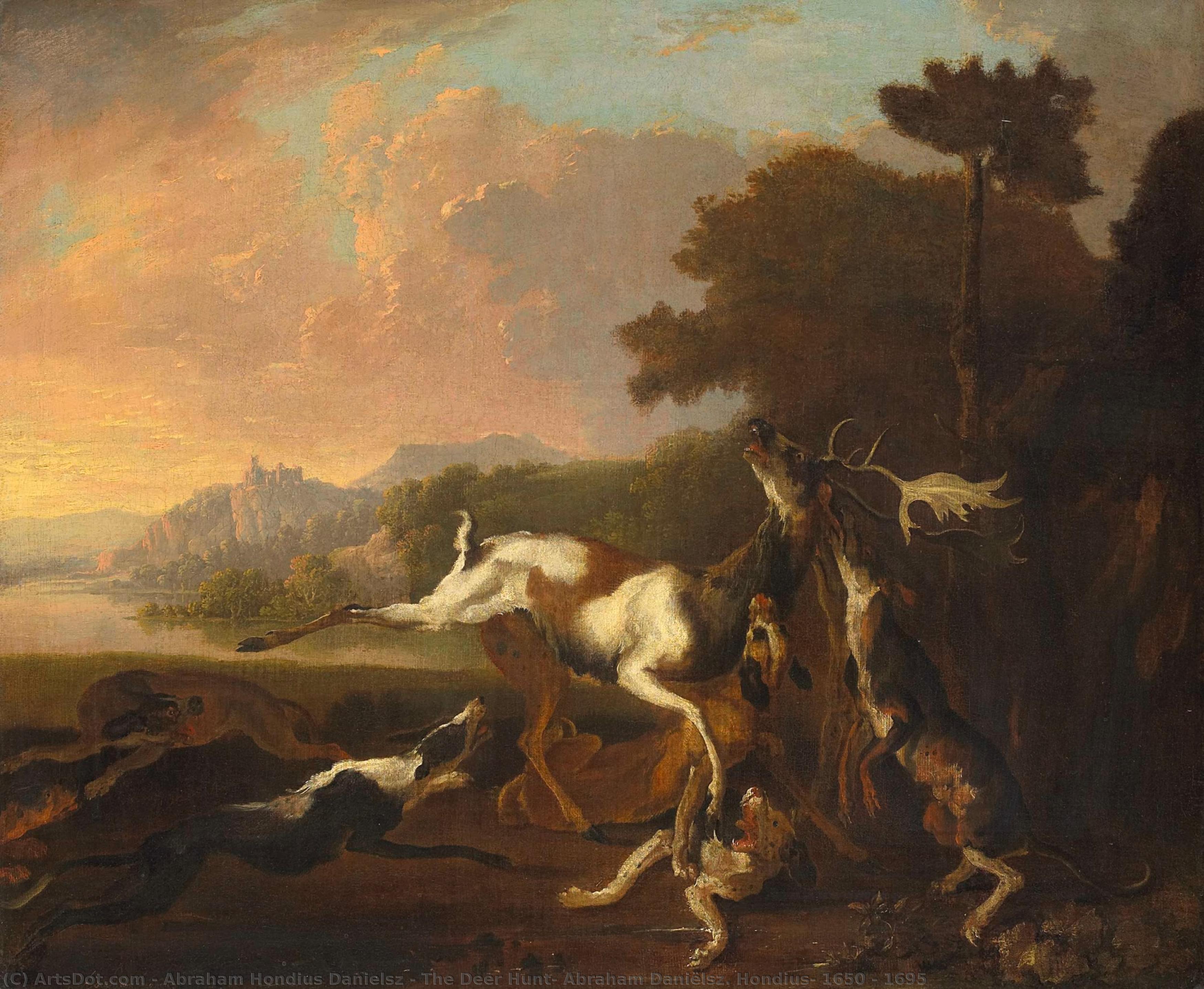 The Deer Hunt, Abraham Daniëlsz. Hondius, 1650 - 1695 — Abraham Hondius Danielsz