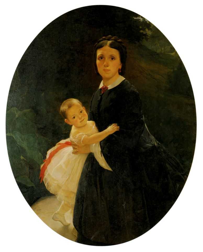 Portrait Of Shestova With Daughter — ニコライ・ゲ