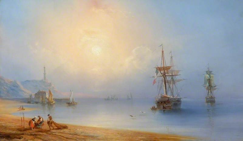 Sea Piece, Calm Hazy Morning — Jean Antoine Théodore De Gudin