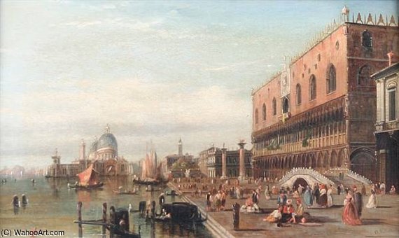 View Of The Grand Canal, Venice With The Doge's Palace And Santa Maria Della Salute — Alfred Pollentine