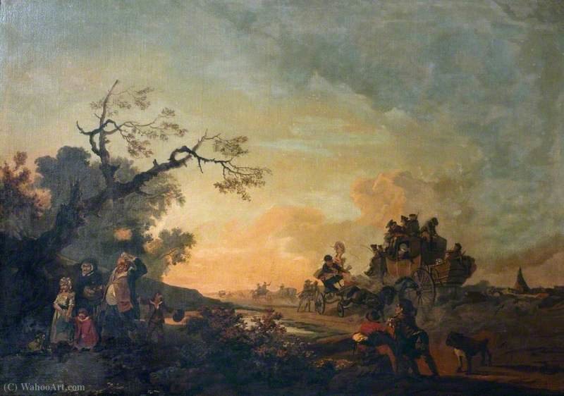 A Summer's Evening With A View Of A Public Road — Philip James De Loutherbourg