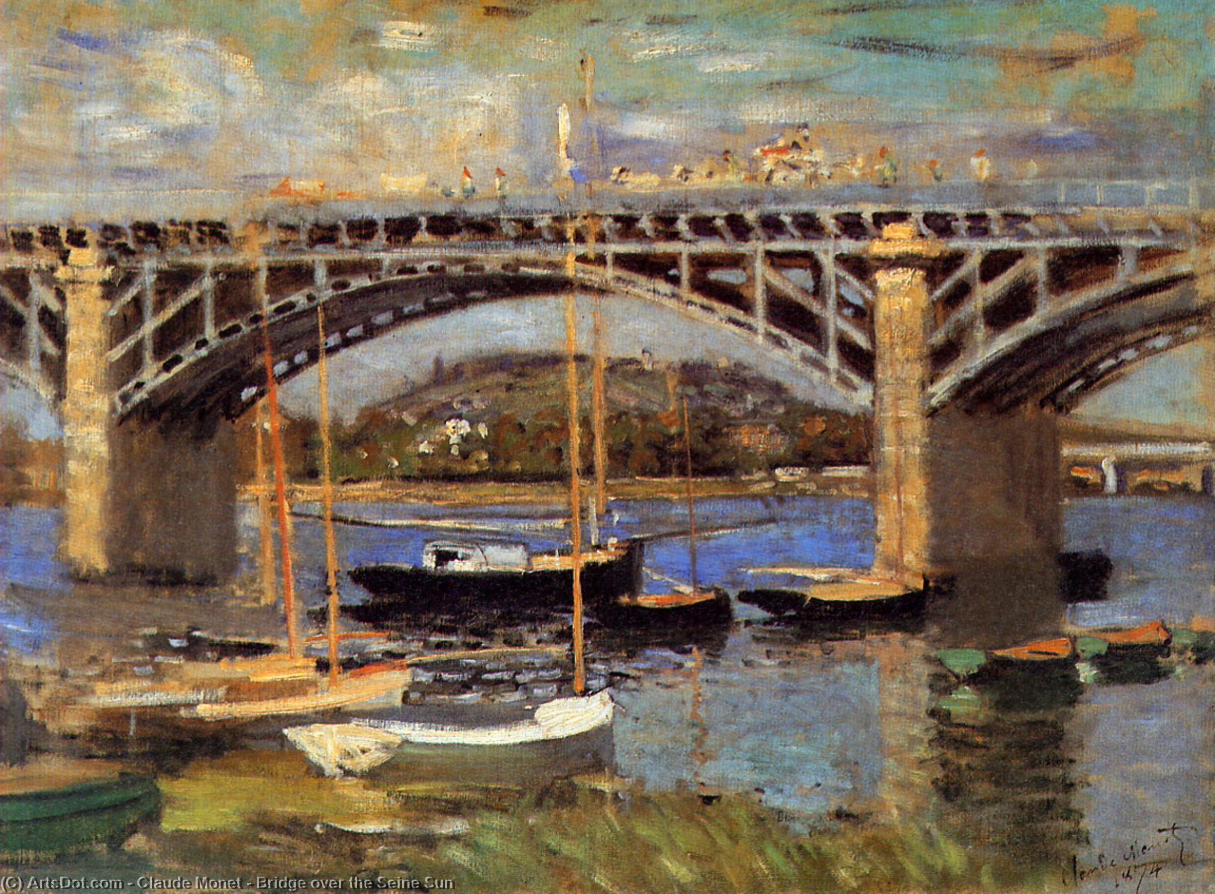 Bridge Over The Seine Sun — Клод Моне