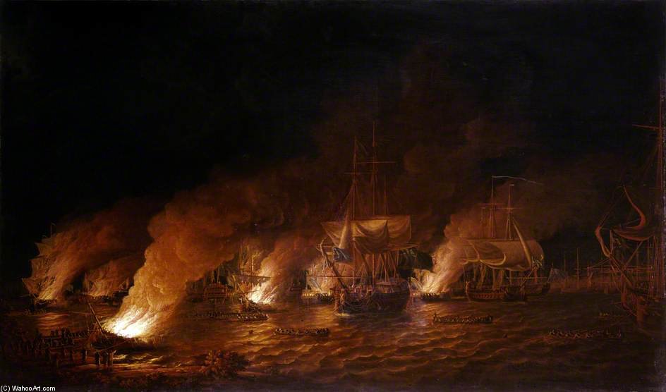 French Fire-ships Attacking The English Fleet Off Quebec — Dominique Serres