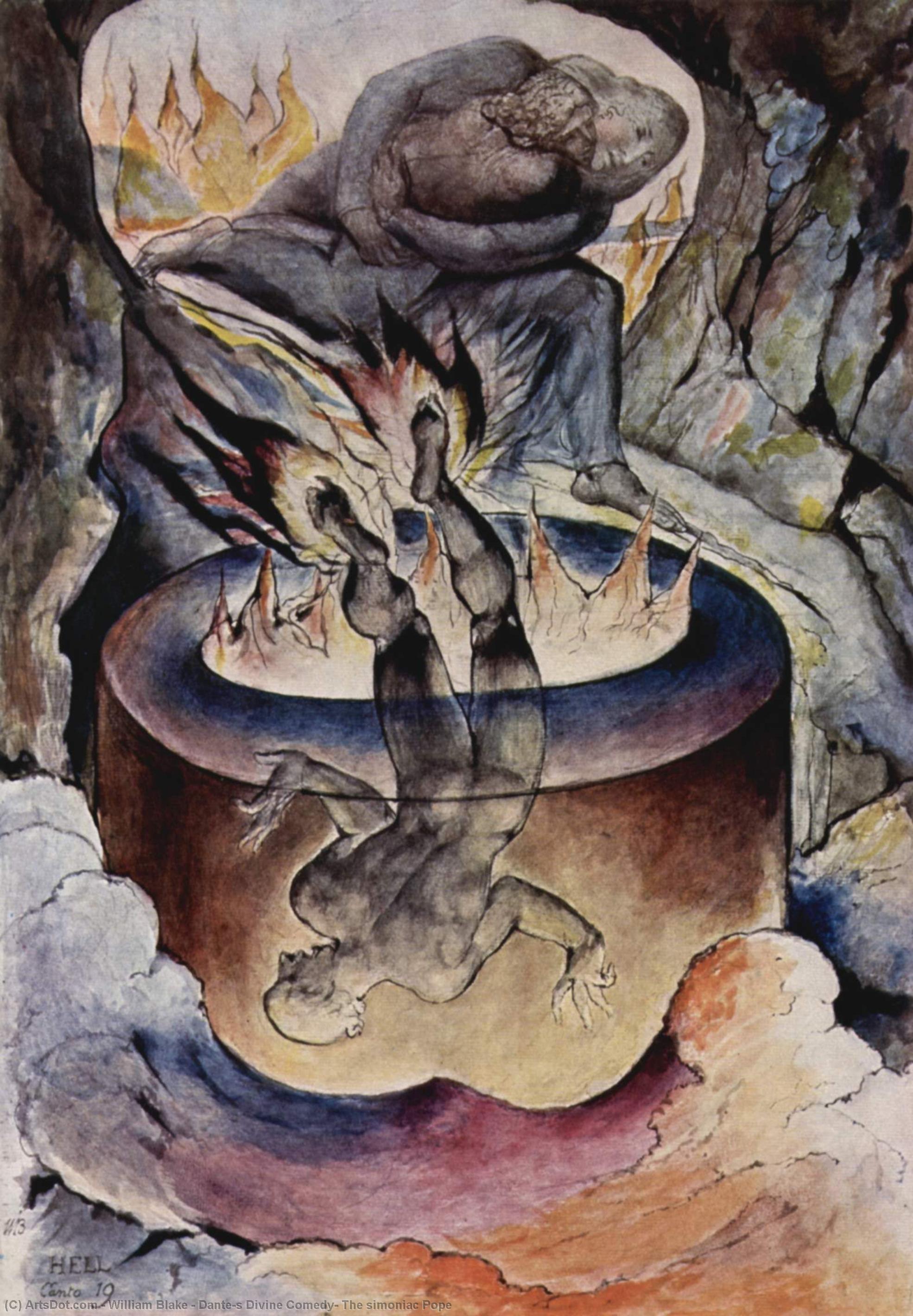 Dante's Divine Comedy, The Simoniac Pope — William Blake