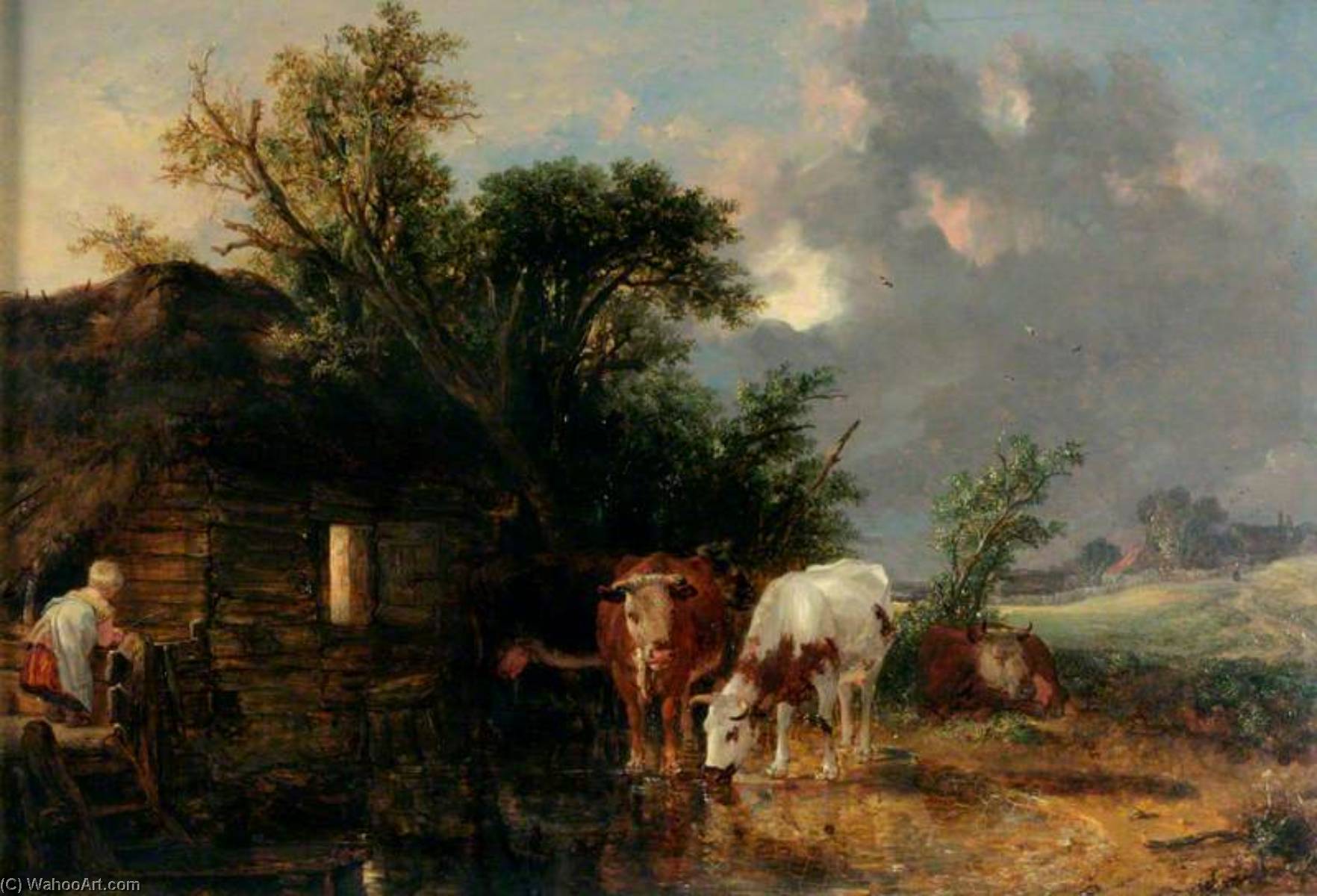 Cows Drinking — John Burnet