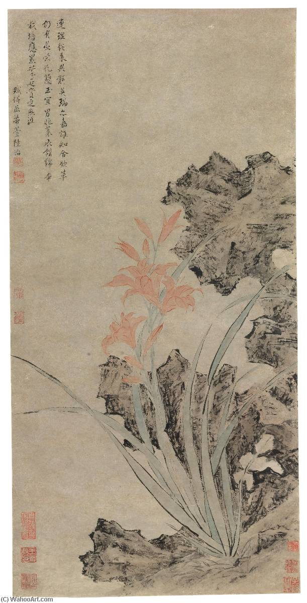 Day Lily And Garden Rock — Lu Zhi