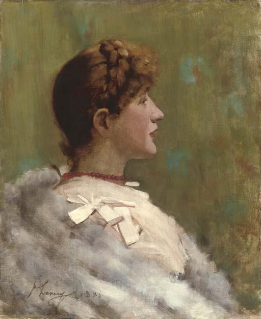 Portrait Of A Girl With Fur Wrap, Seated In Profile — Sir John Lavery