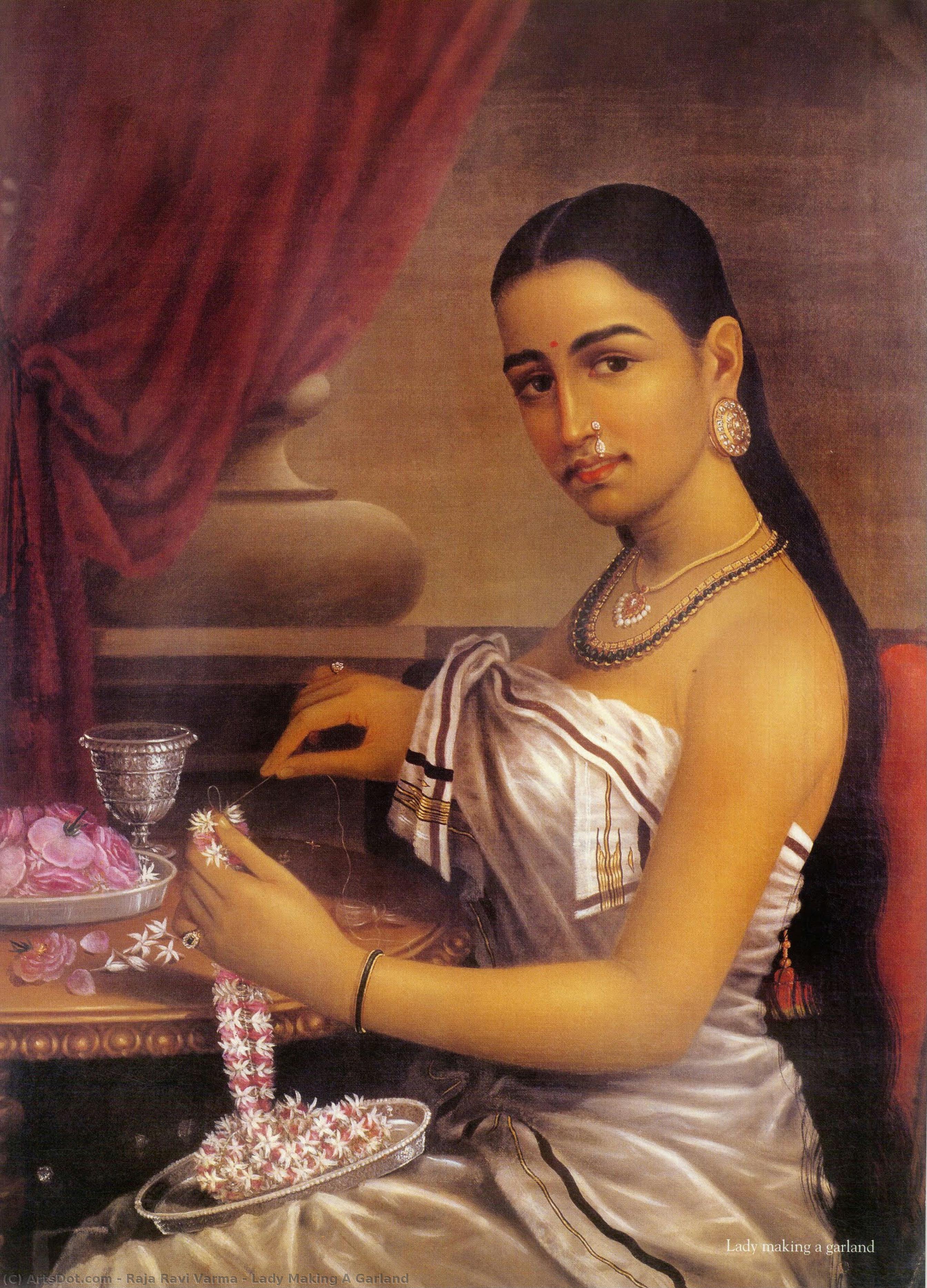 Lady Making A Garland — Раджа Рави Варма