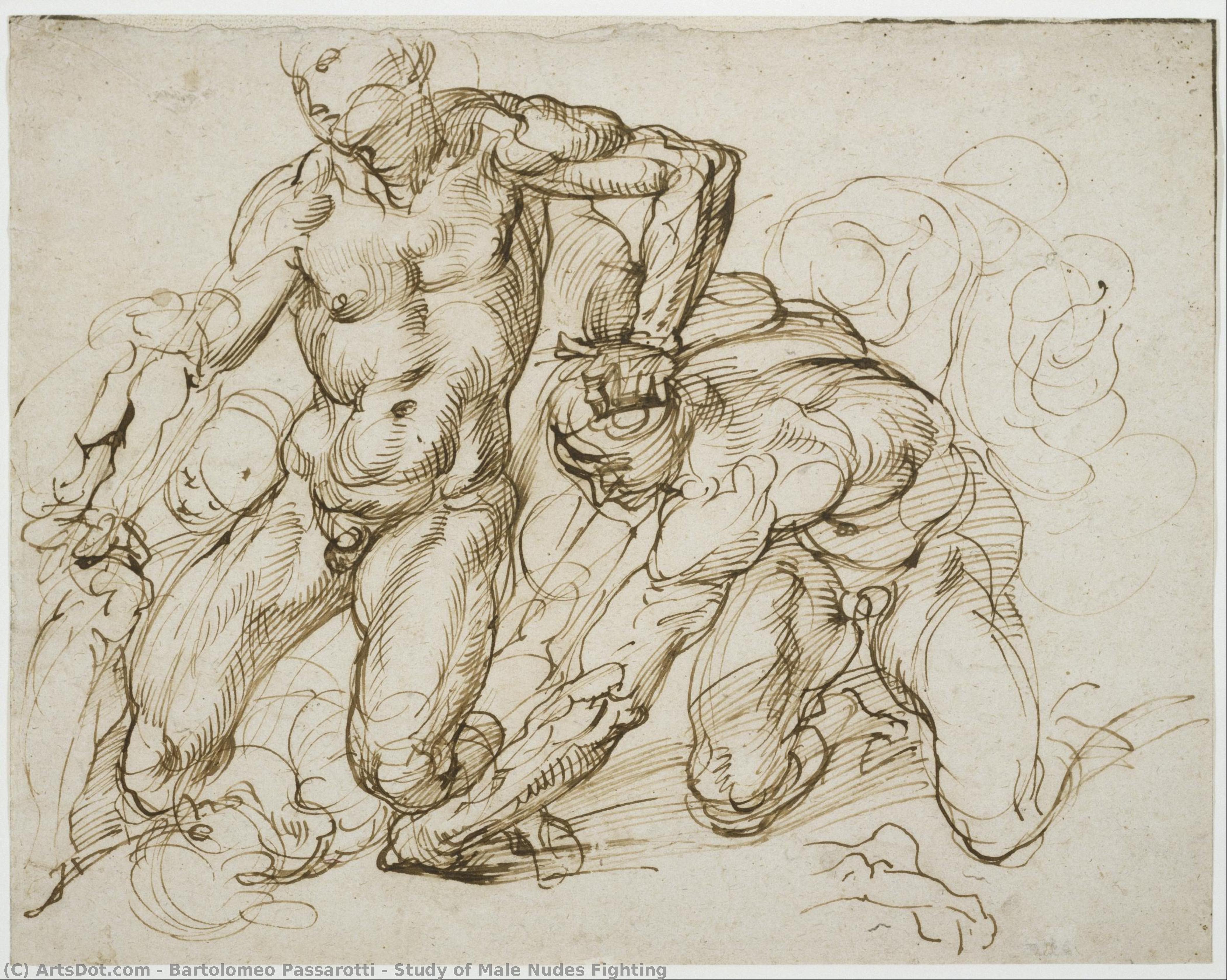 Study Of Male Nudes Fighting — Bartolomeo Passarotti