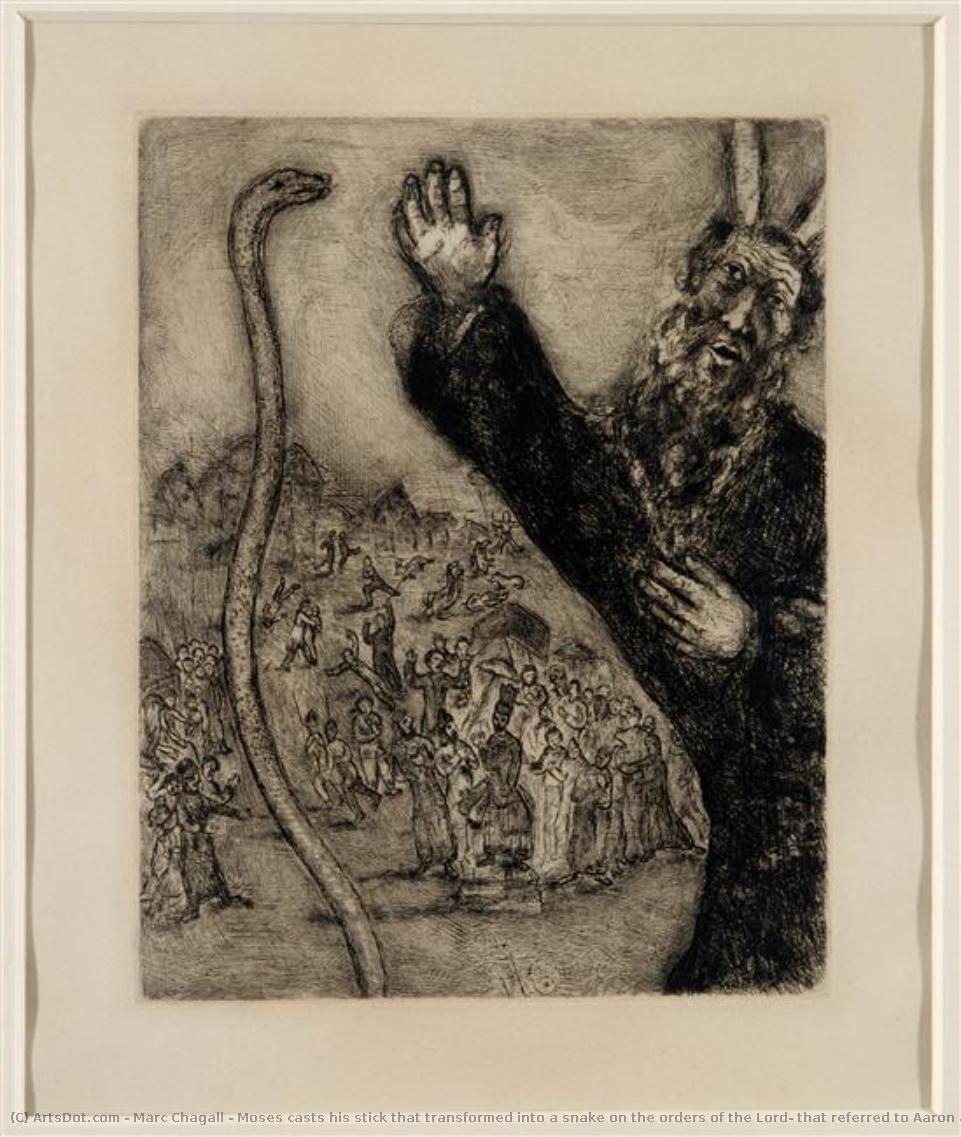 Moses Casts His Stick That Transformed Into A Snake On The Orders Of The Lord, That Referred To Aaron And Moses, When They Had Visited Pharaoh (exodus, Iv, 1-5, Vii, 8-13) — Marc Chagall
