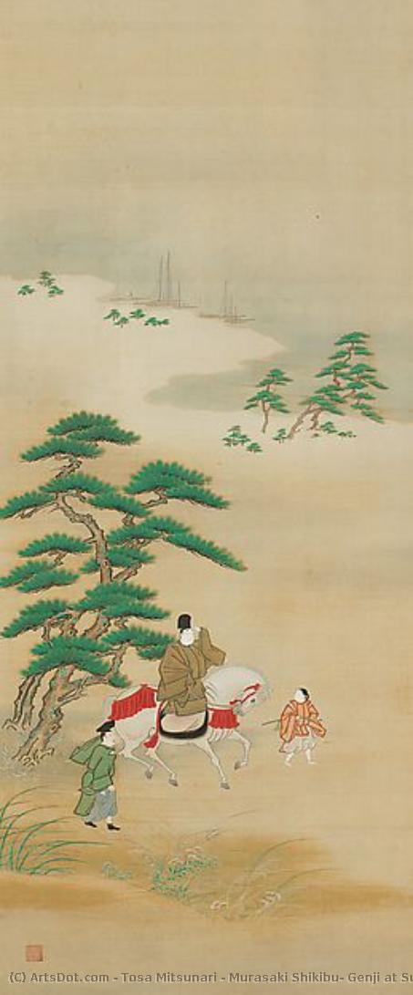 Murasaki Shikibu, Genji At Suma, And Genji At Akashi (murasaki Shikibu, Suma, Akashi Zu) — Tosa Mitsunari