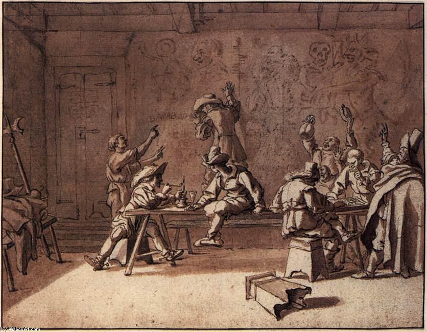 Bentvueghels In A Roman Tavern — Pieter Boddingh Van Laer