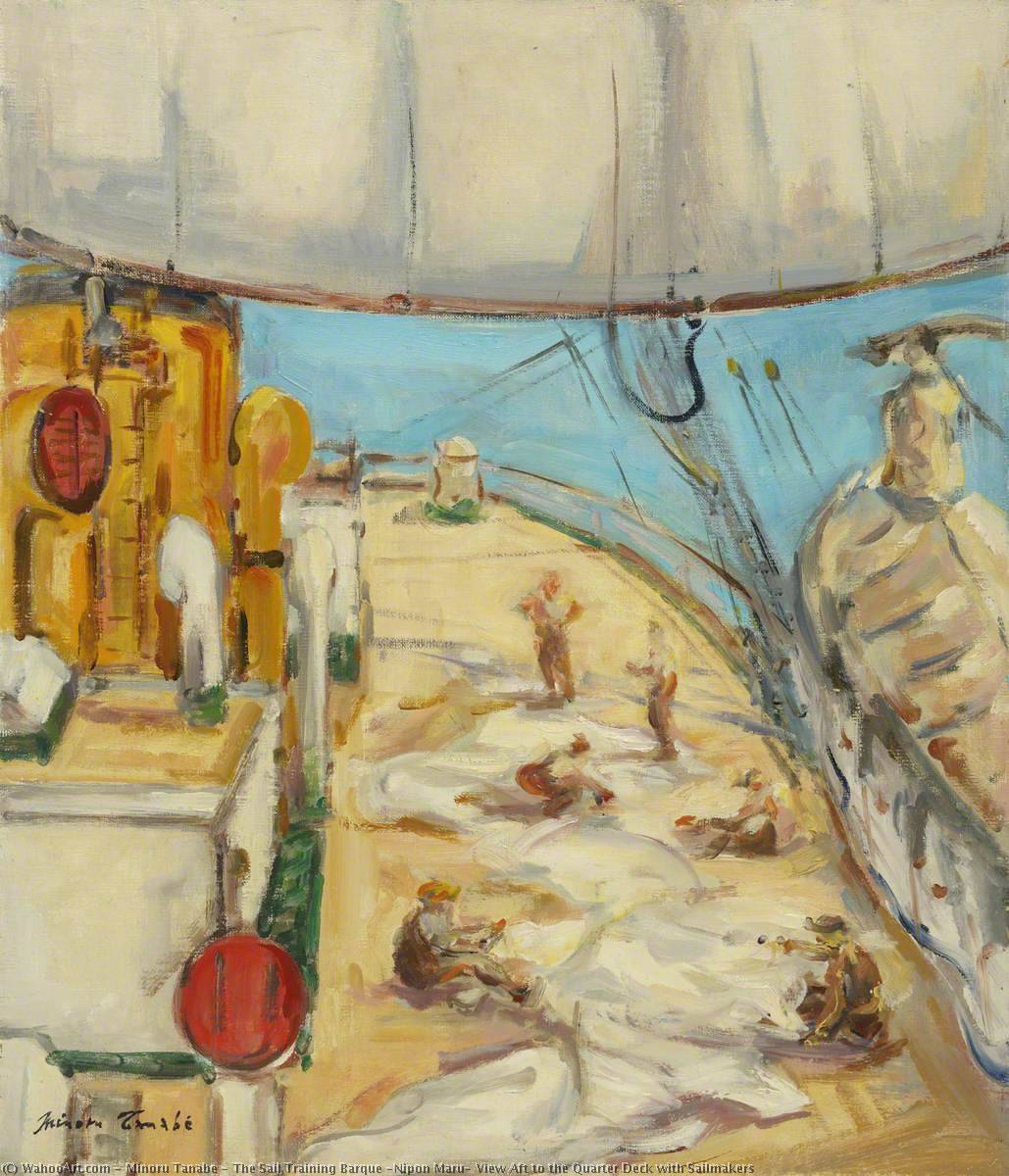 The Sail Training Barque 'nipon Maru' View Aft To The Quarter Deck With Sailmakers — Minoru Tanabe
