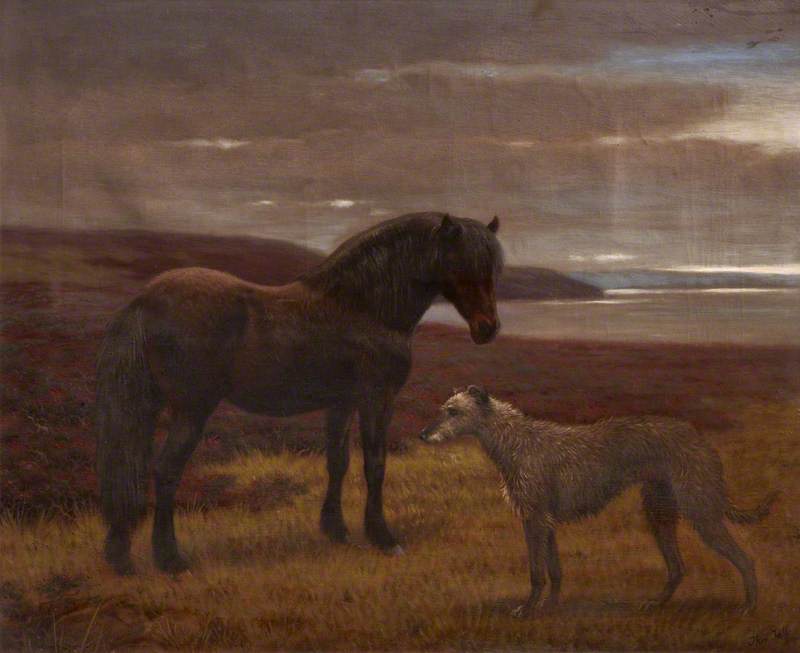 'grouse' And 'gyp', A Pony And Dog Standing By The Sea — Thomas Hall