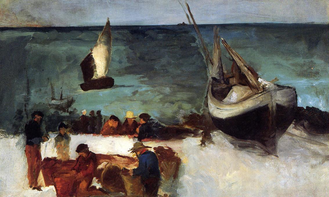 Seascape At Berck, Fischboote Und Fischer — Édouard Manet
