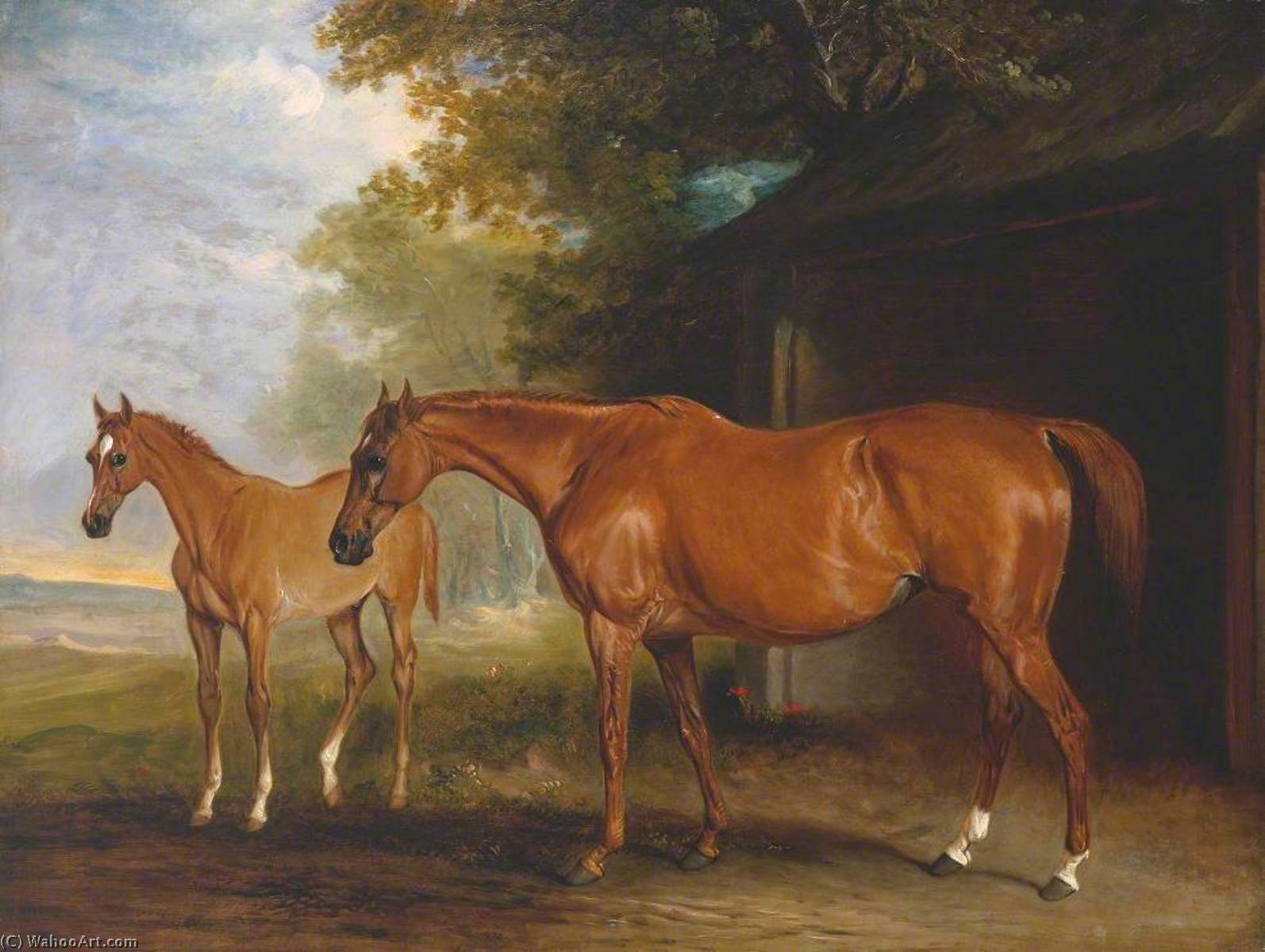 Defiance, A Brood Mare, With Reveller, A Foal — Sr John E Ferneley