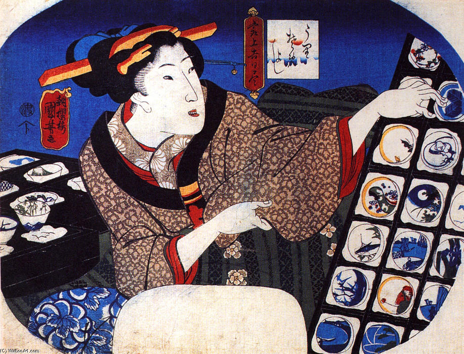 Woman Selling Decorative Bowls — Utagawa Kuniyoshi
