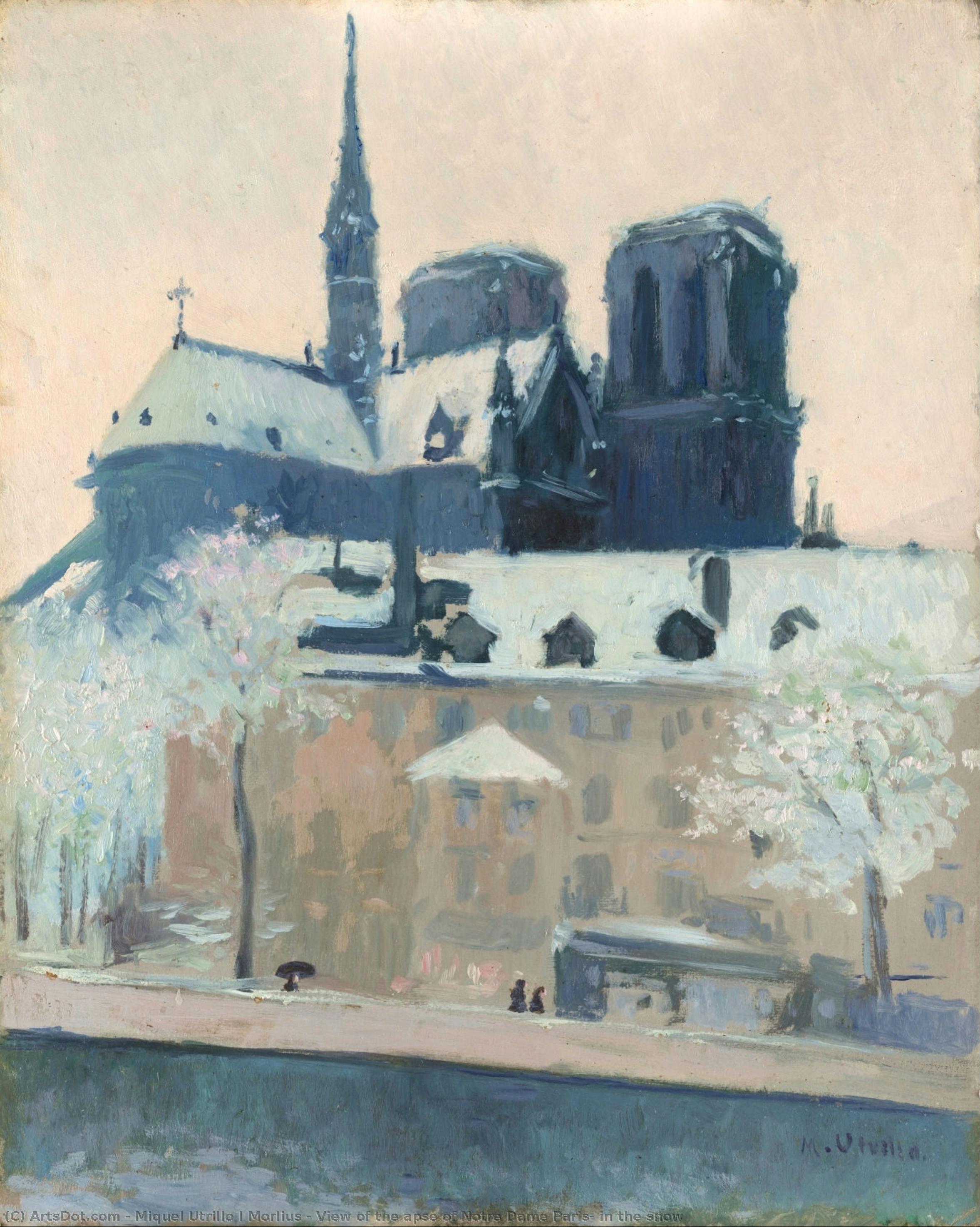 View Of The Apse Of Notre Dame Paris, In The Snow — Miquel Utrillo