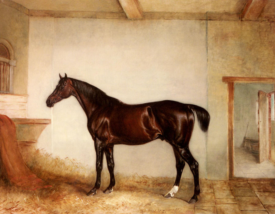 A Bay Hunter In A Loose Box — Sr John E Ferneley