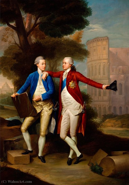 The Brothers Franciszek And Kazimierz Rzewuski With Roman Buildings In The Background. — Anton Von Maron