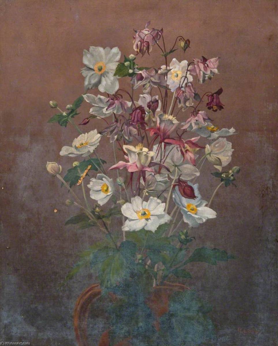 White Japanese Anemones And Columbine — Robert Lillie