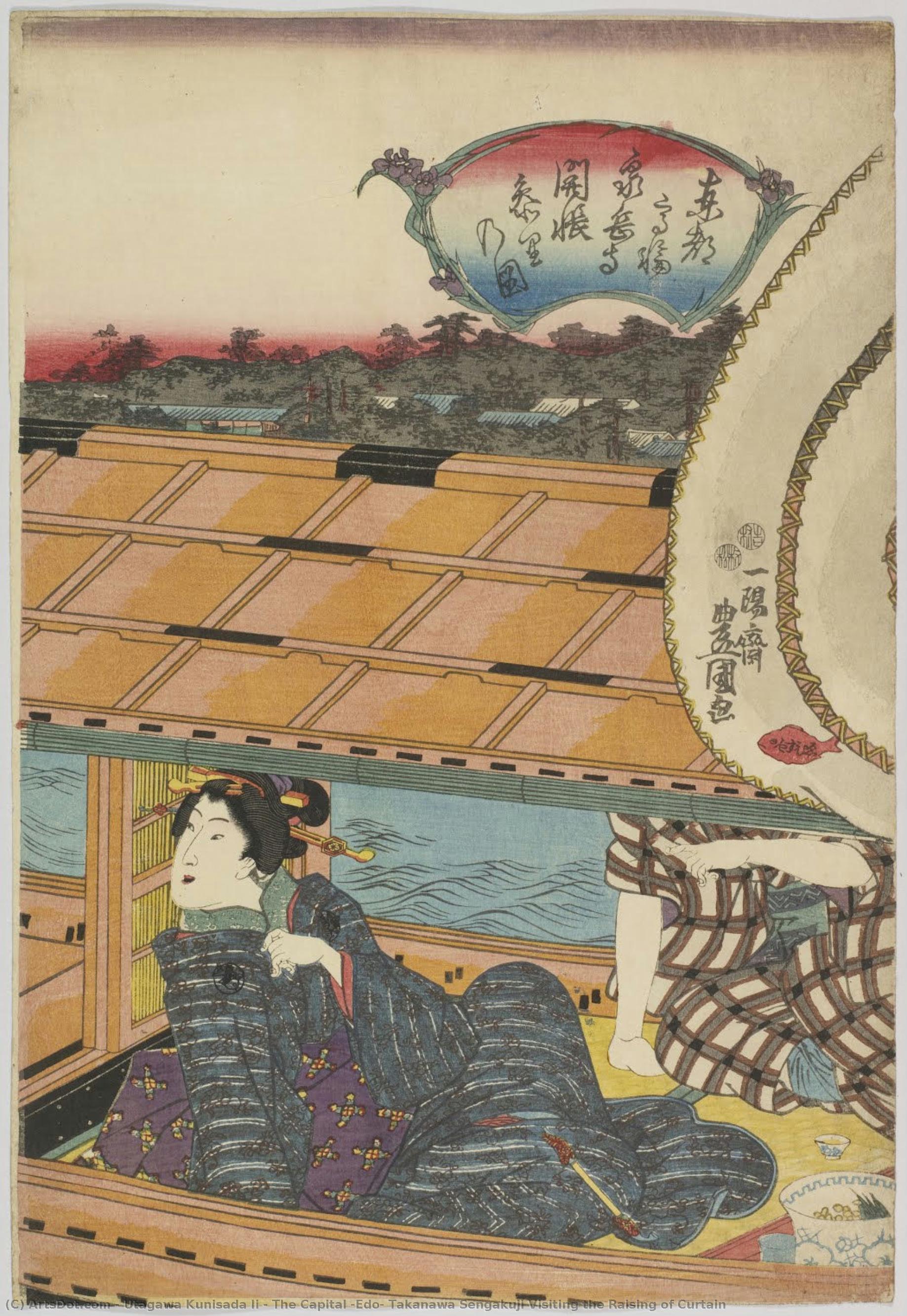 The Capital (edo) Takanawa Sengakuji Visiting The Raising Of Curtain — Utagawa Kunisada Ii