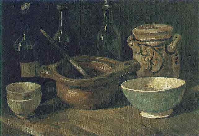 Still Life With Earthenware And Bottles — Vincent Willem Van Gogh