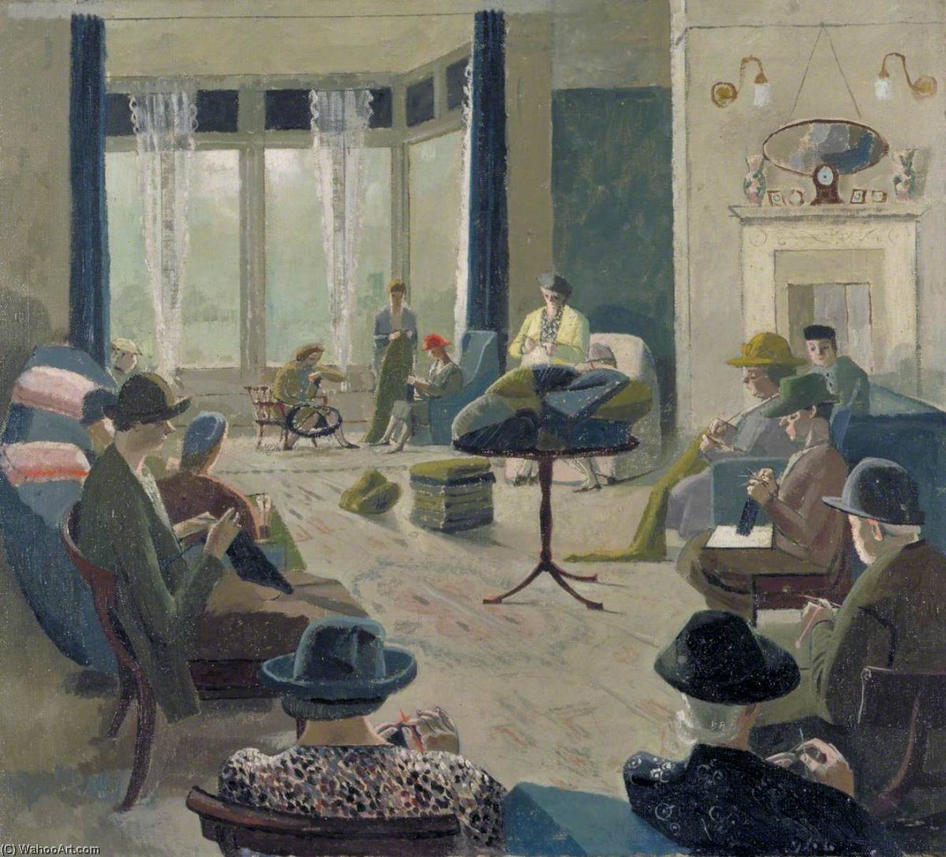 A Knitting Party — Evelyn Mary Dunbar