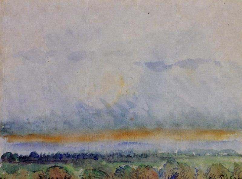 Eragny, Sunset — Camille Pissarro