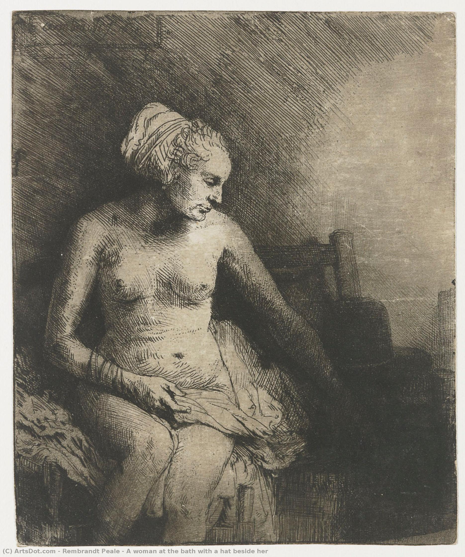 A Woman At The Bath With A Hat Beside Her — Rembrandt Peale