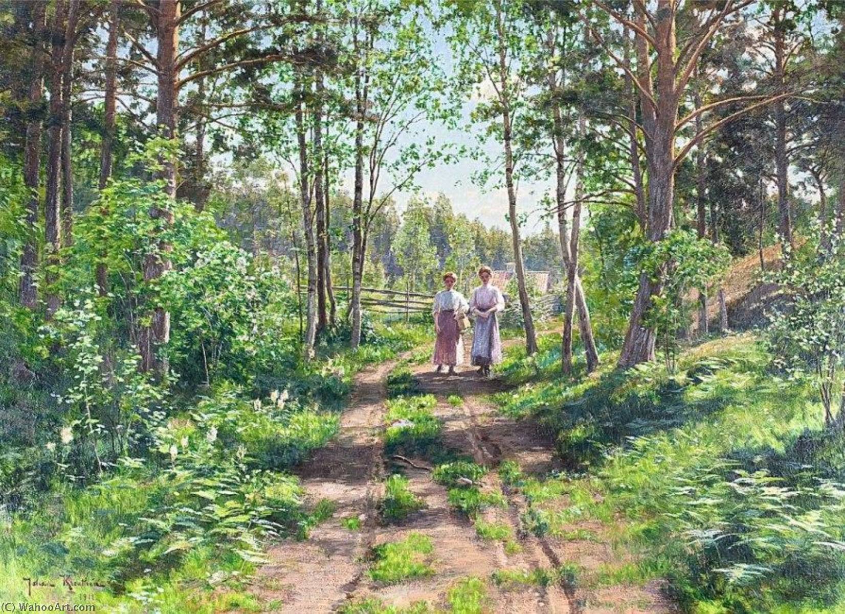 Forest Scene With Women Walking — Johan Krouthén