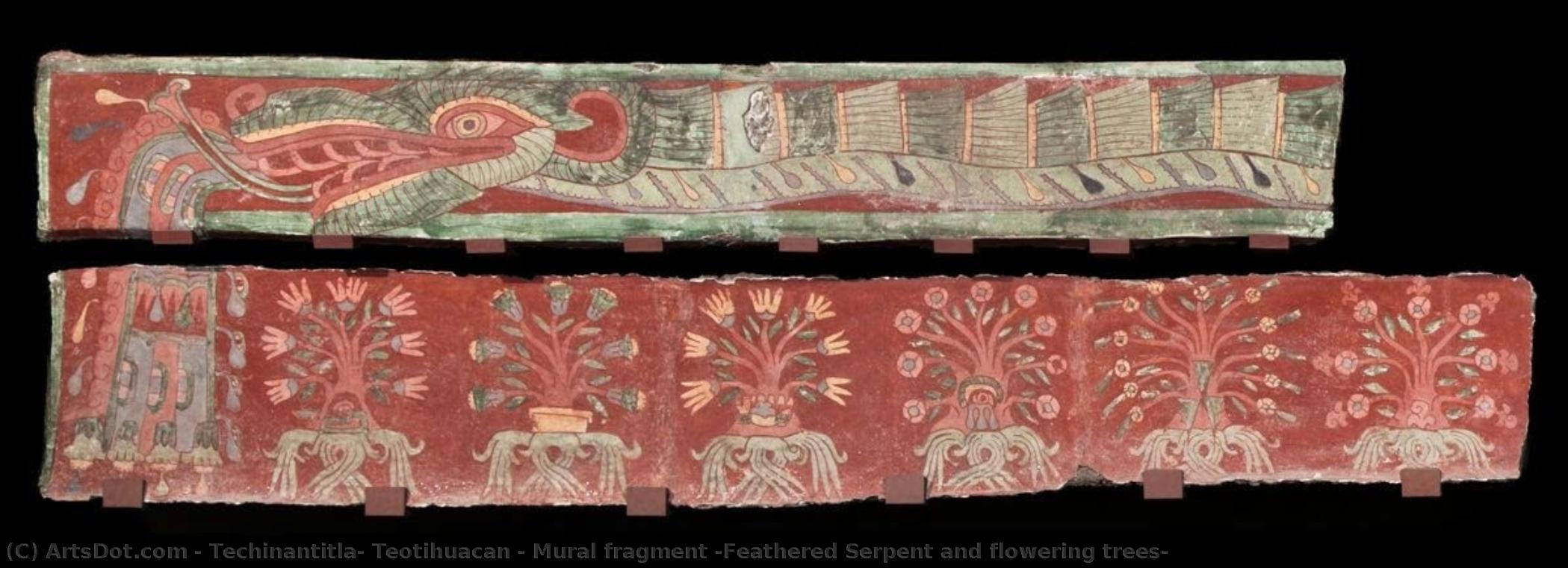 Mural Fragment (feathered Serpent And Flowering Trees) — Techinantitla, Teotihuacan