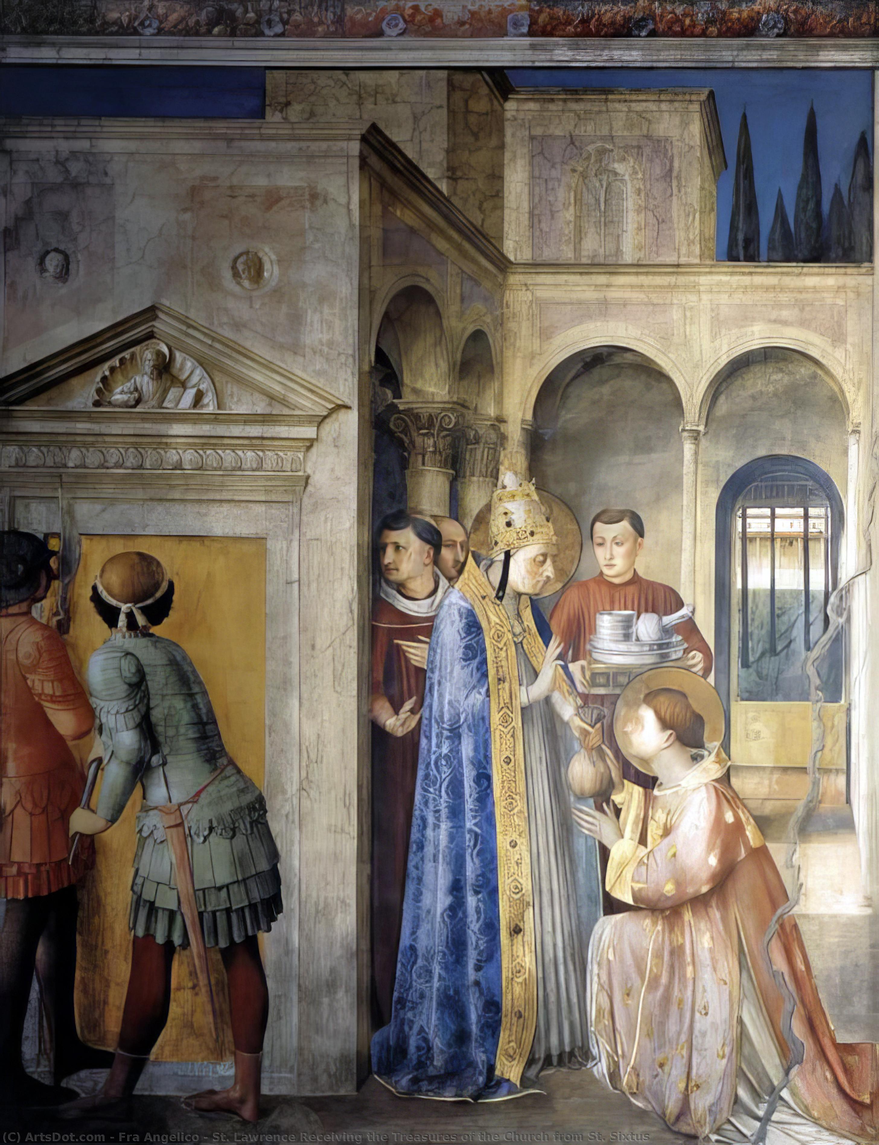 San Lorenzo Recibiendo Los Tesoros De La Iglesia De San Sisto — Fra Angelico